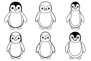 Black ink illustration of a kawaii penguin Children's coloring pages © Anisa283