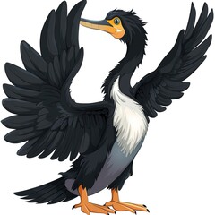 Fototapeta premium Cormorant Spirit animal cartoon isolated whitebackground 16:9