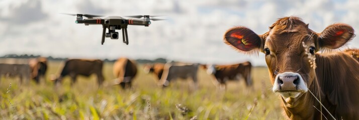 Drone surveillance of cattle in precision farming.