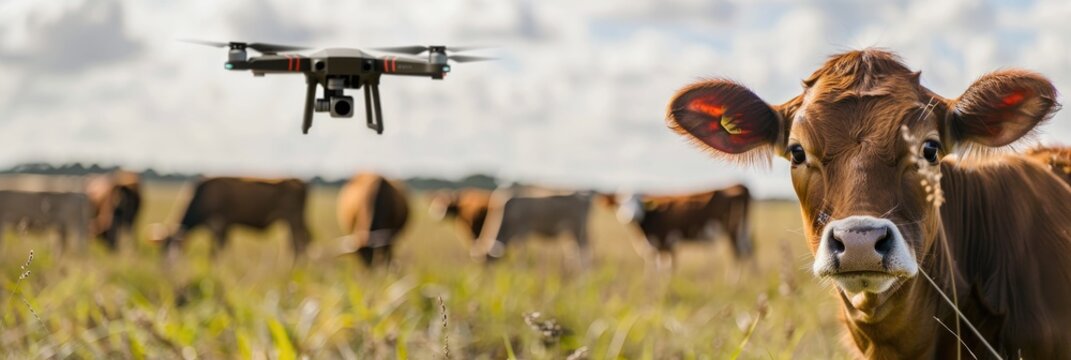 Drone surveillance of cattle in precision farming.