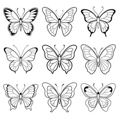 Butterfly hand drawing line art collection vector illustration isolated on white background
