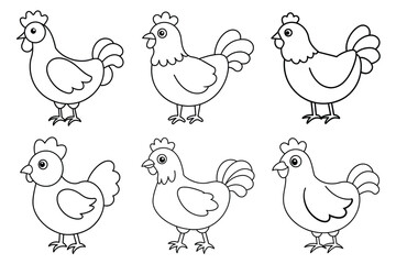 Cartoon cute kids black and white chicken coloring pages for kids