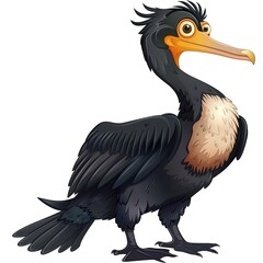 Fototapeta premium Cormorant Wood element animal cartoon isolated whitebackground 16:9