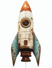 Vintage Rusty Rocket Ship Ready for Launch