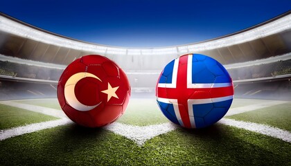 Naklejka premium Banner Football Turkey vs Iceland
