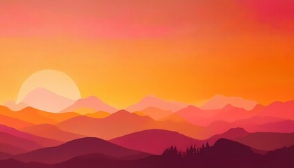Obraz premium Sunset Glow background - background that transitions from deep orange at the bottom to soft. Graphic art illustration wallpaper