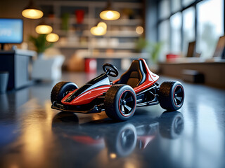 red toy go kart on the desk