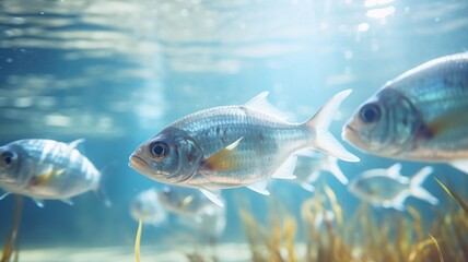 Fototapeta premium Asiatic glassfish swimming under freshwater picture