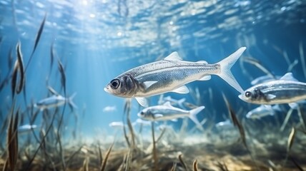 Fototapeta premium Asiatic glassfish swimming under freshwater picture