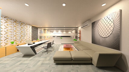 オフィス空間　3DCGレンダリング
