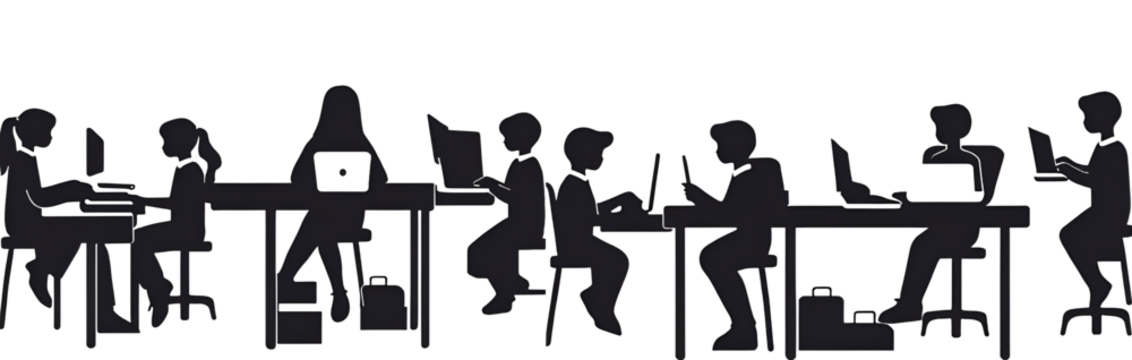 Students working at a desk - Powered by Adobe