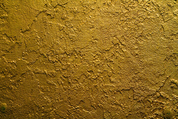 Golden Textured Surface This image showcases a close-up of a rough, textured surface coated in metallic gold. The irregular, uneven texture adds depth and character, reflecting light to create a rich 