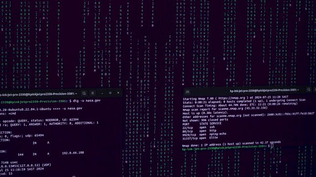 Computer hacking code on a screen