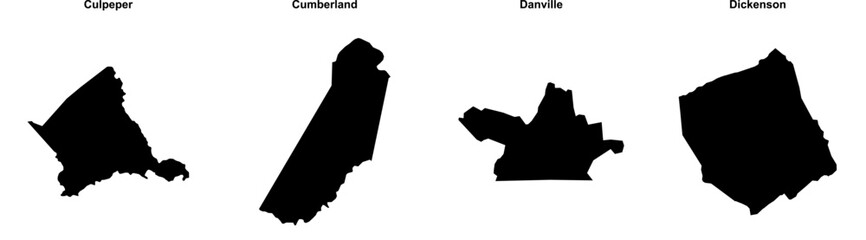 Culpeper, Cumberland, Danville, Dickenson outline maps
