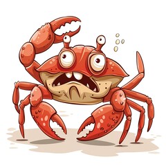 Fototapeta premium Crab Embarrassment emotion fantasy animal cartoon isolated whitebackground