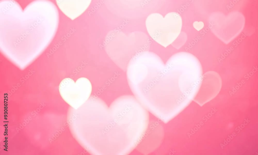 Poster romantic heart animation on pink background with soft bokeh effect. generative ai