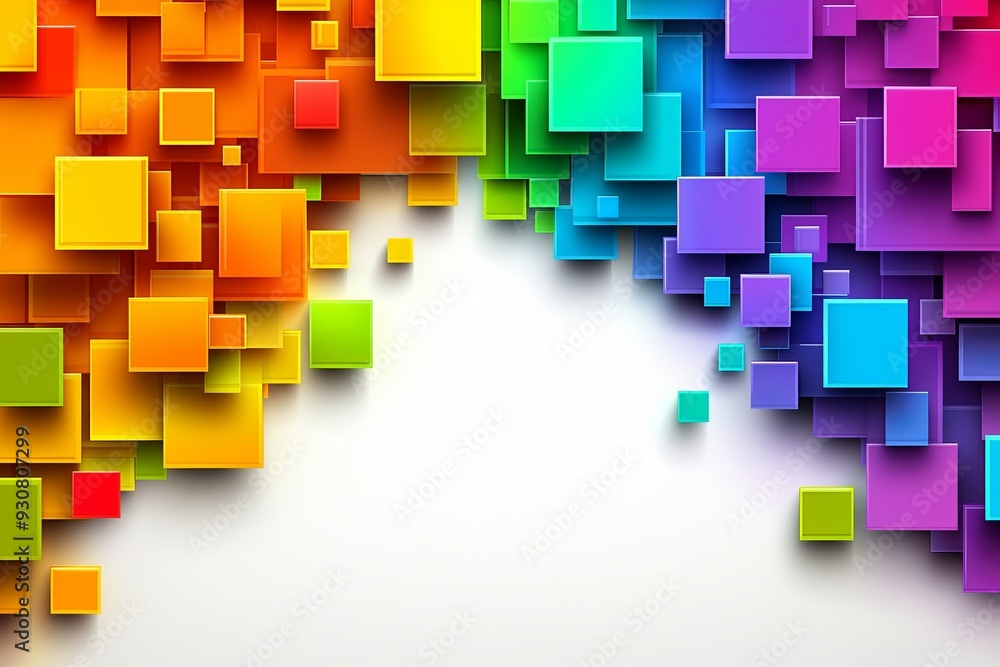 Poster dynamic explosion of 3d colored blocks symbolizing creativity and disruptive innovation