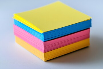 Stack of multi colored sticky notes ideal for organization and office supplies