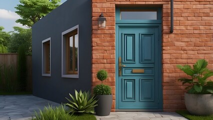 A modern creative door design of a small house exterior design with elegant front elevation door 