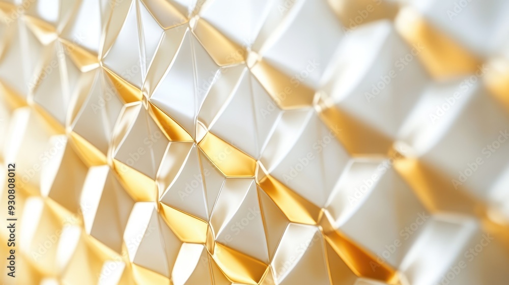 Poster abstract golden white background with a sleek diamond pattern, creating a luxurious and elegant desi