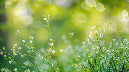 Obraz premium Wild grass in Bloom Meadow Field set against a green backdrop