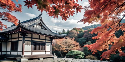 japanese temple in autumn