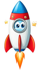 cute rocket with eyes, avatar icon, isolated transparent png background