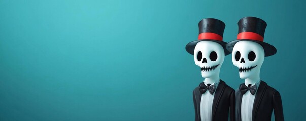 Obraz premium Haunted circus performers with ghostly features, dark and spooky, 3D illustration