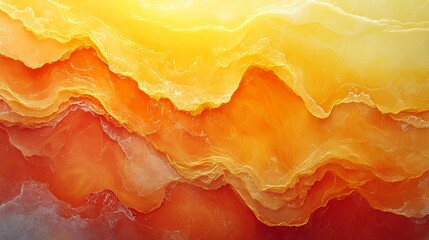 Abstract layers of orange and yellow hues resembling a vibrant geological formation.