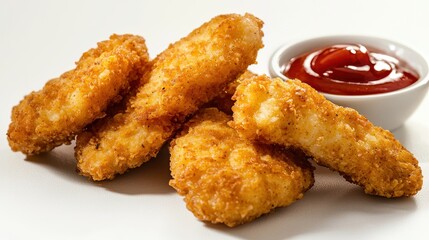 Crispy Chicken Nuggets with Ketchup Dipping Sauce