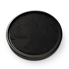Black Round Speaker Grille with a Shiny Chrome Mesh
