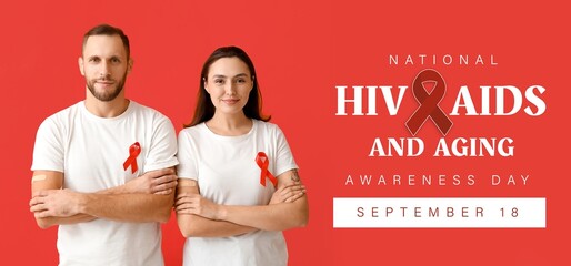 Banner for National HIV AIDS and Aging Awareness Day with young couple