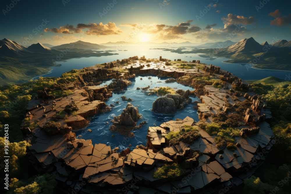 Poster earth depicted as a jigsaw puzzle with missing pieces. concept of conservation efforts and challenge