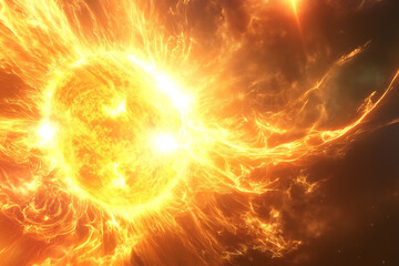 Fototapeta premium Burning_Star_with_Plasma_Trails.