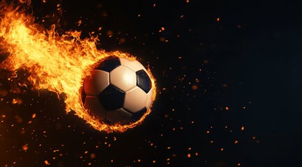 Fototapeta premium A fiery soccer ball captures the energy and excitement of sports in a striking visual representation