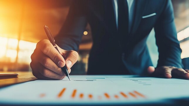 Business manager setting up a project review process, organization, evaluating progress and outcomes systematically