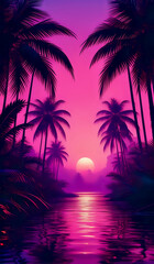 Obraz premium palm trees at sunset