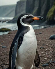 Naklejka premium Close-up retrato pingüino de perfil