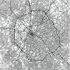 Obraz premium Map of Charlotte in North Carolina in grayscale. Contains layered vector with roads water, parks, etc.