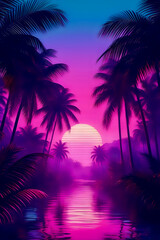 Naklejka premium palm trees at sunset