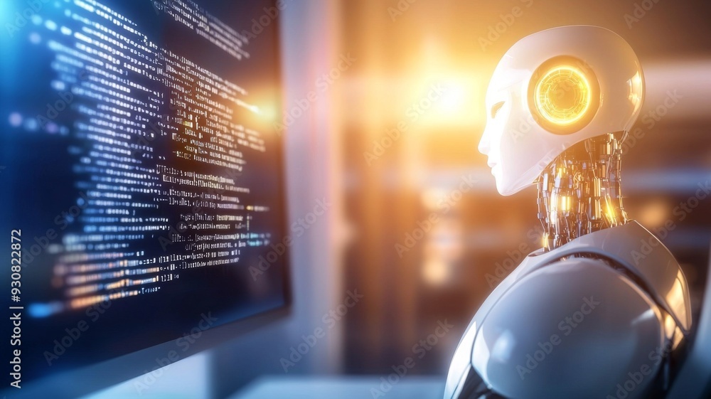 Aufkleber the robot has a curious expression on its face