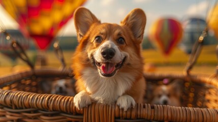 happy funny corgi