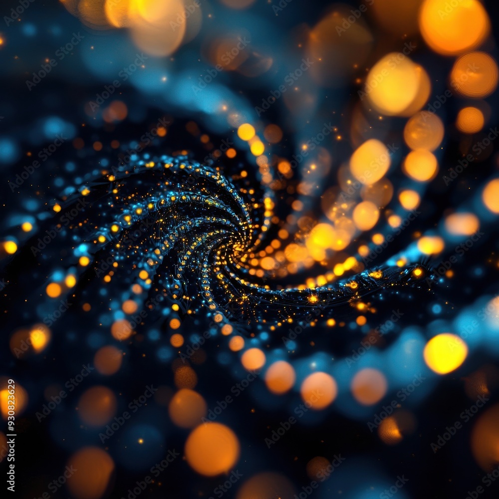Poster a mesmerizing swirl of blue and orange lights, creating a vibrant and dynamic visual effect that cap