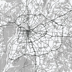 Obraz premium Map of Louisville in Kentucky in grayscale. Contains layered vector with roads water, parks, etc.