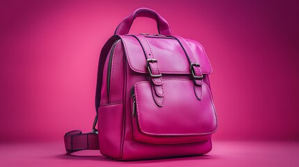 Fototapeta premium A stylish pink leather backpack displayed against a vibrant background.
