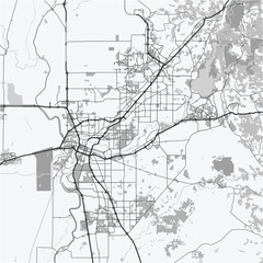 Fototapeta premium Map of Sacramento in California in grayscale. Contains layered vector with roads water, parks, etc.