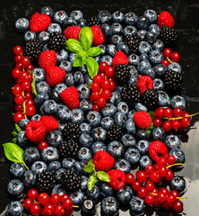 Raspberry, blueberry, blackberry. Blackberries, blueberries, raspberries. Berries background. Ripe juicy berries close-up. Fresh berries mix. Berry berries mix.