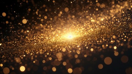 Fototapeta premium An explosion of liquid gold glitter. A great background for New Year's holidays, Merry Christmas and New Year greetings.