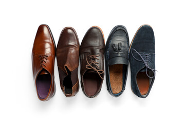 Man's shoes on white background. Top view