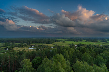 sunset over the forest